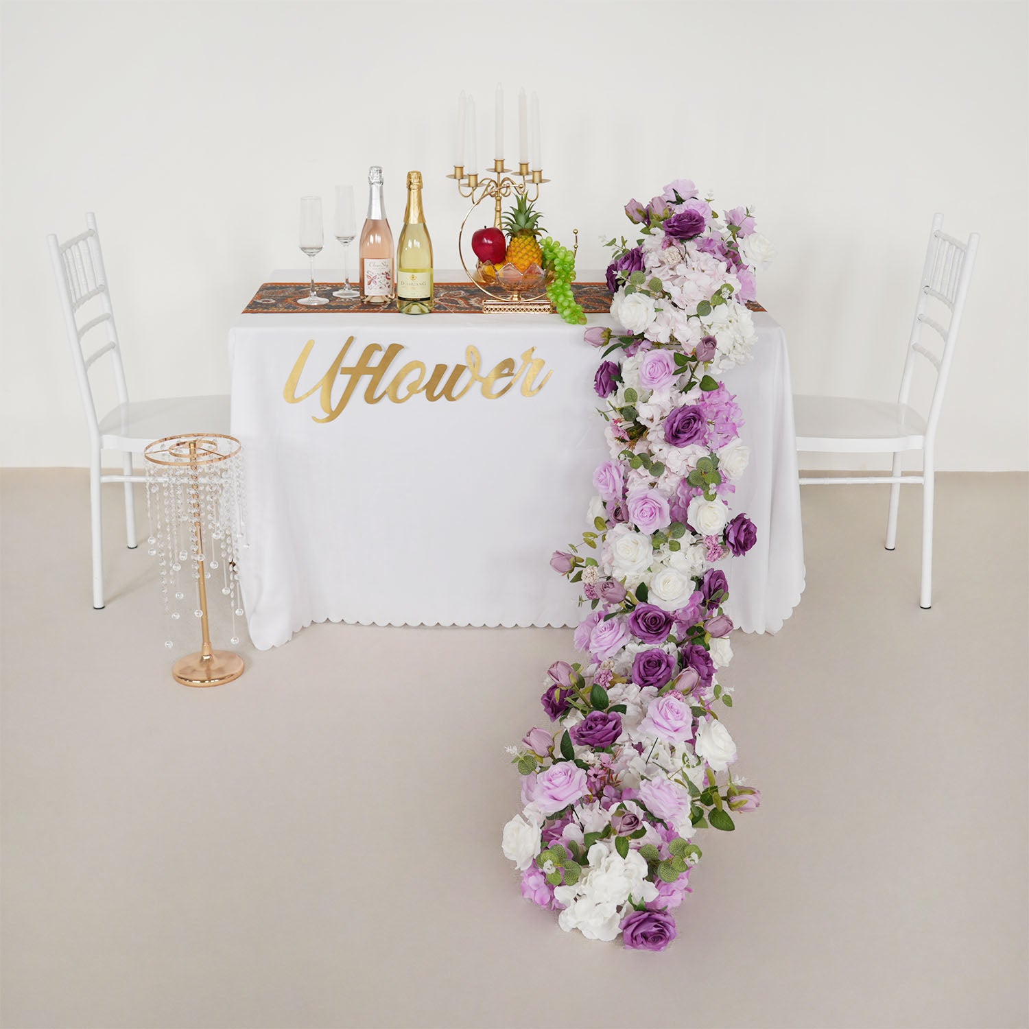 Uflower Artificial Flower Row Sofa Table Runner Floor Flower Arrangement